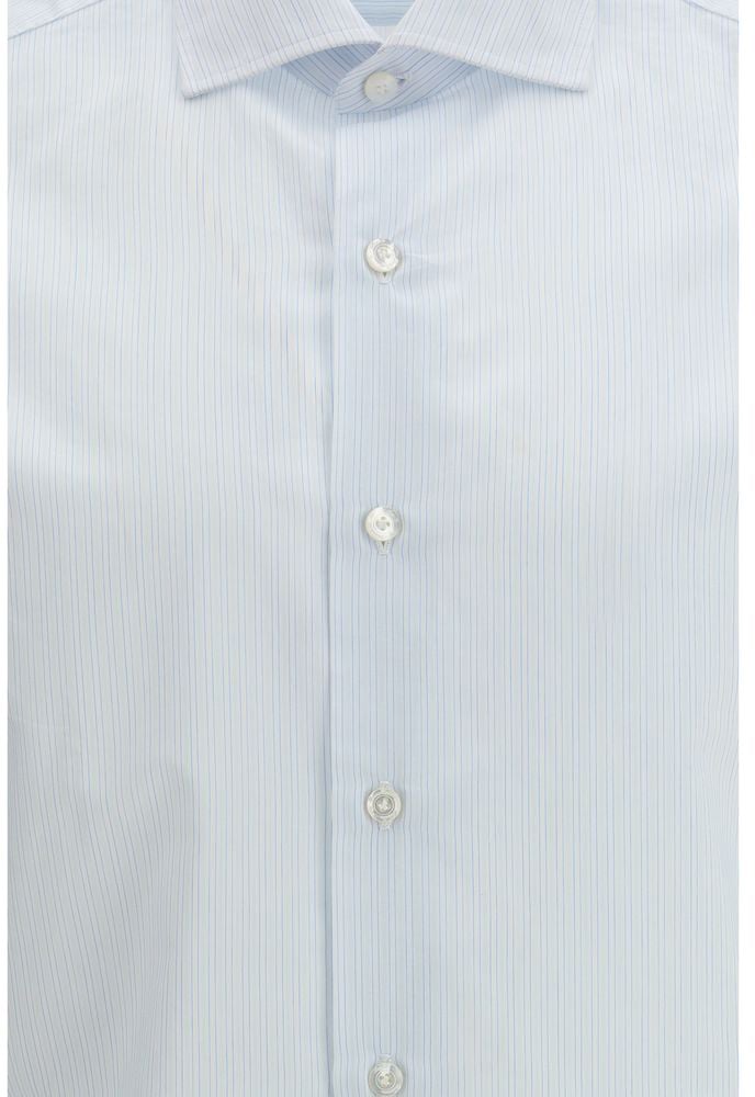 Finamore Blue Cotton Pattern Shirt