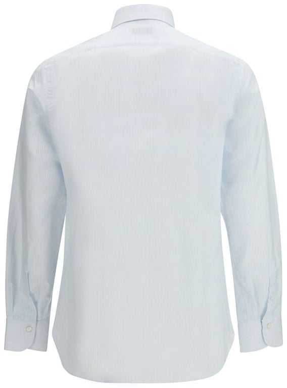 Finamore Blue Cotton Pattern Shirt