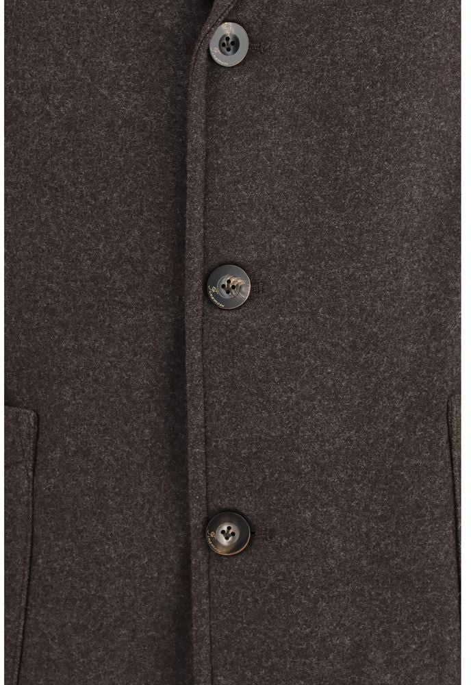 Finamore Brown Wool Oves Aries Full-Length Jacket