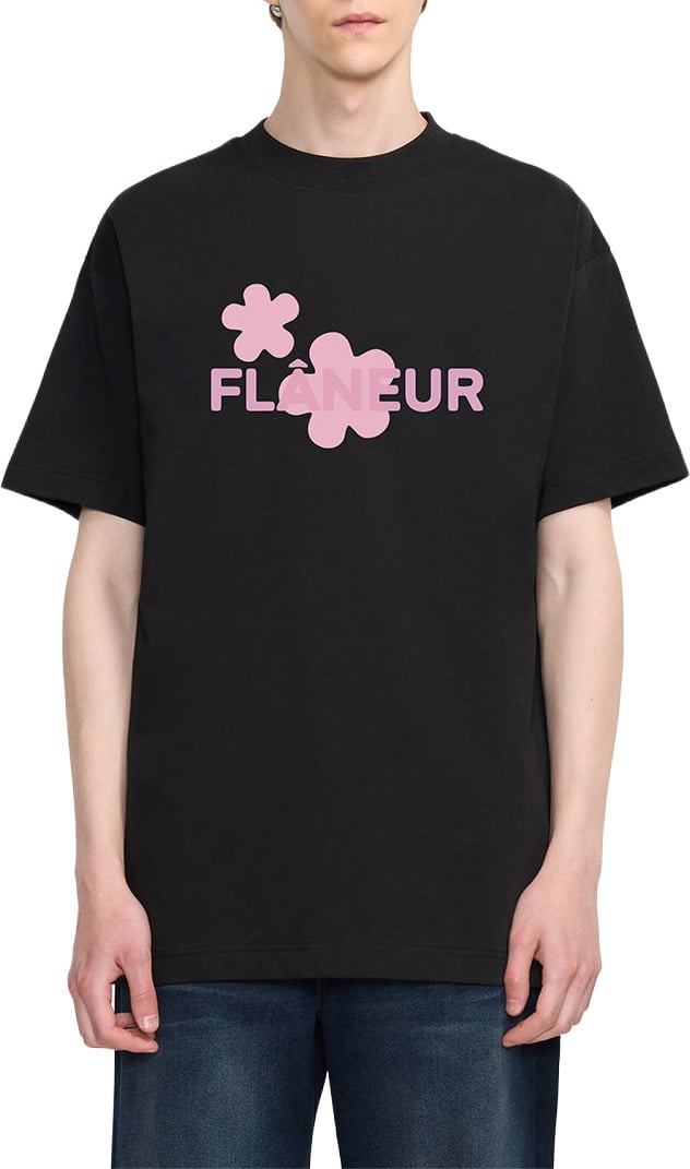 Organic Flower T-Shirt | Black/Pink