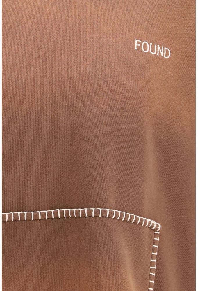 Relaxed Fit Brown Hoodie With Contrasting Whipstitch Details