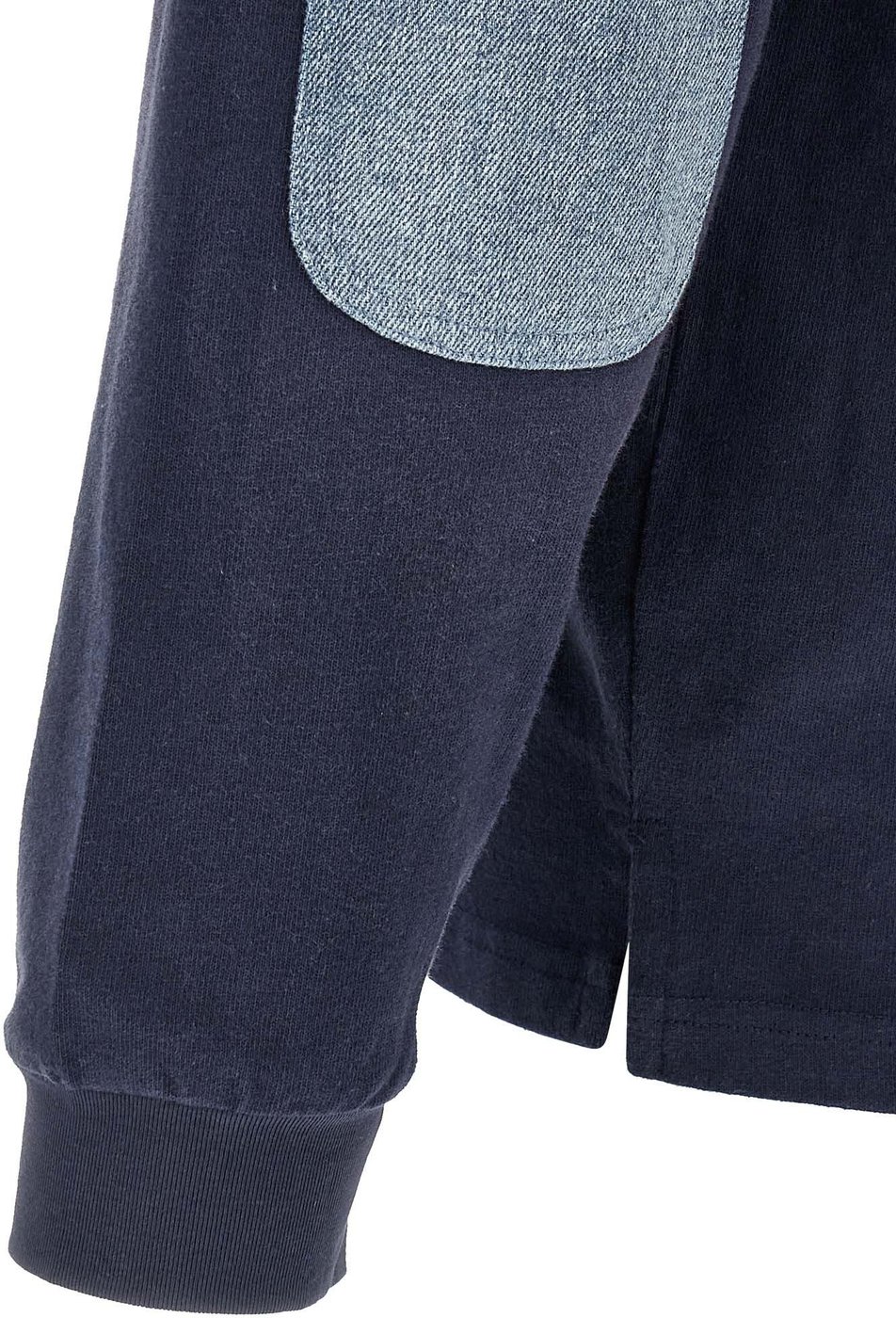 Long-Sleeve Denim Collar Embroidered Polo Shirt