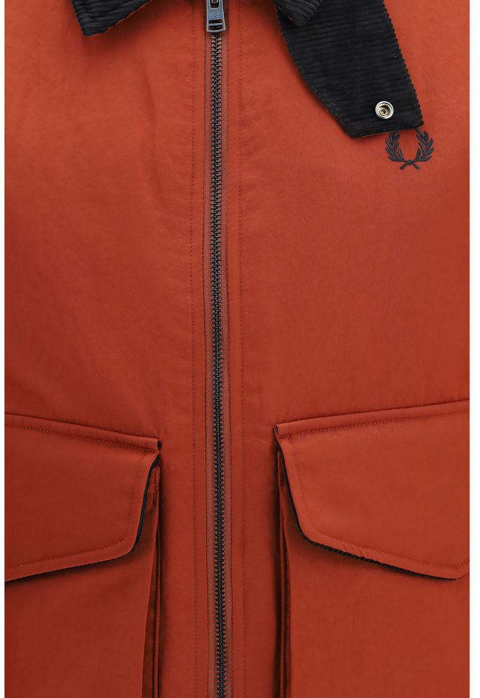 Fred Perry Red Recycled Polyamide Full-Length Jacket