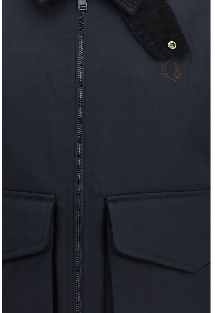 Fred Perry Blue Recycled Polyamide Full-Length Jacket