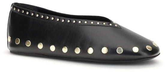 Ganni Black Polyurethane Ballet Flats