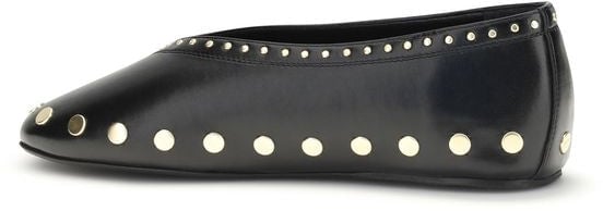 Ganni Black Polyurethane Ballet Flats