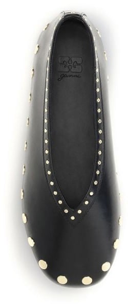 Ganni Black Polyurethane Ballet Flats