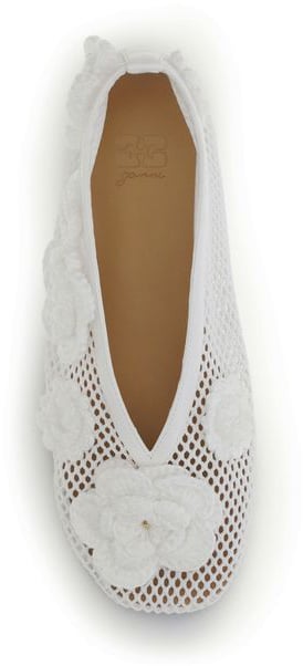 Ganni White Polyethylene Ballet Flats