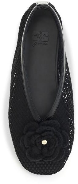 Black Jenny Ballerina Pointed-Toe Mesh Flats