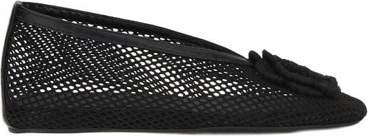 Black Jenny Ballerina Pointed-Toe Mesh Flats