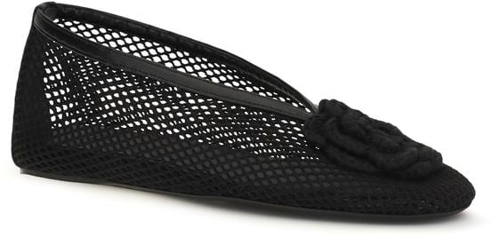 Black Jenny Ballerina Pointed-Toe Mesh Flats