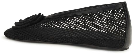 Black Jenny Ballerina Pointed-Toe Mesh Flats