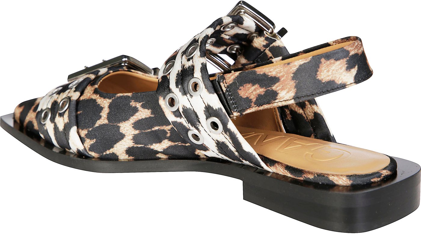 Feminine Buckle Ballerina Satin Print