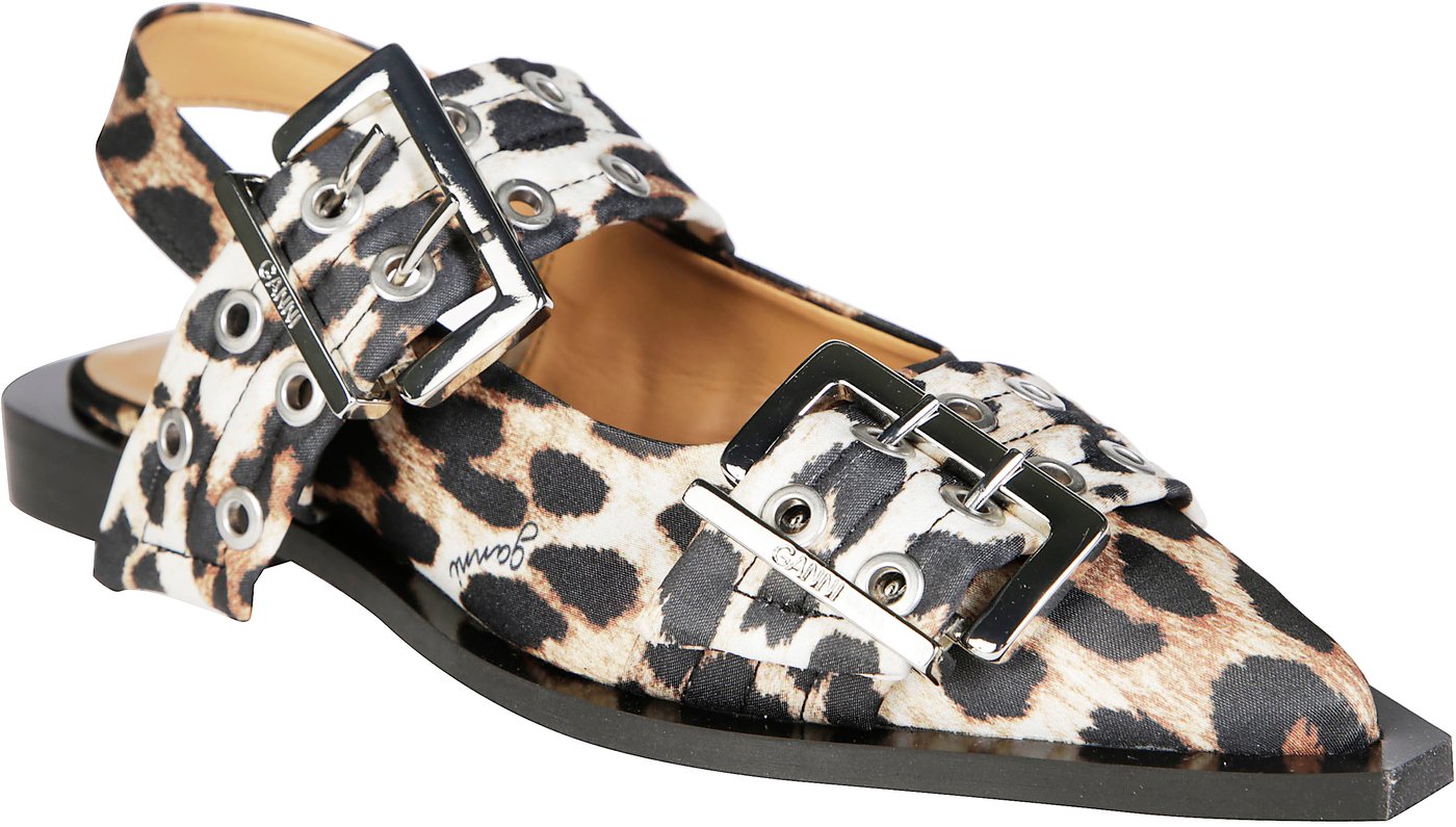 Feminine Buckle Ballerina Satin Print