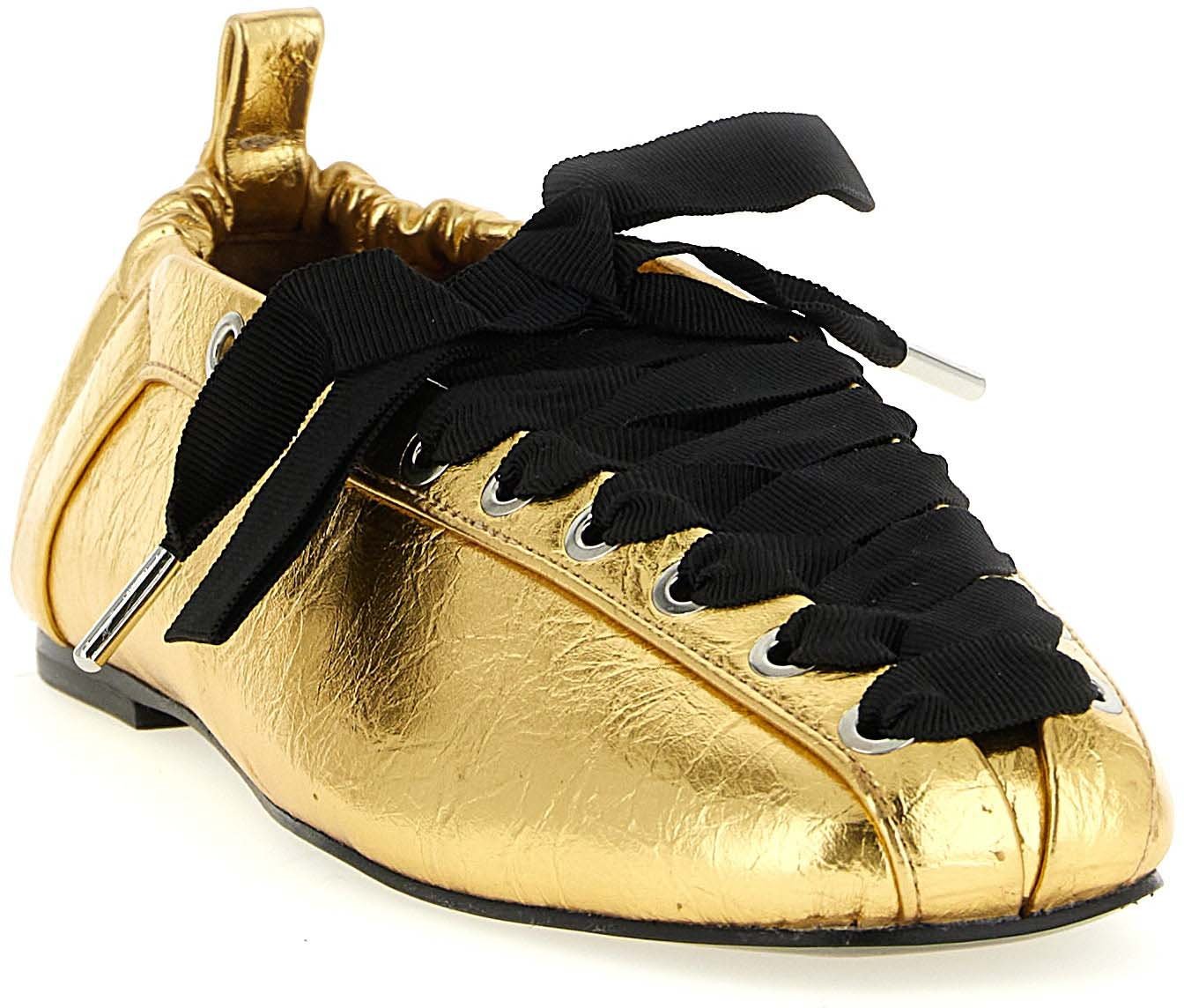Ganni Gold Polyethylene Ballet Flats