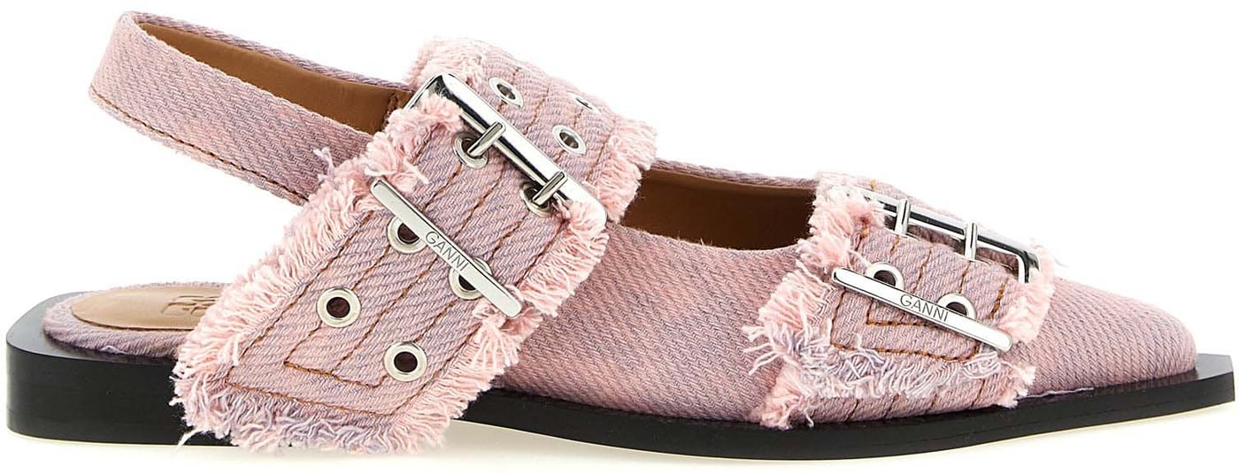 Ganni Multicolor Organic Cotton Ballet Flats