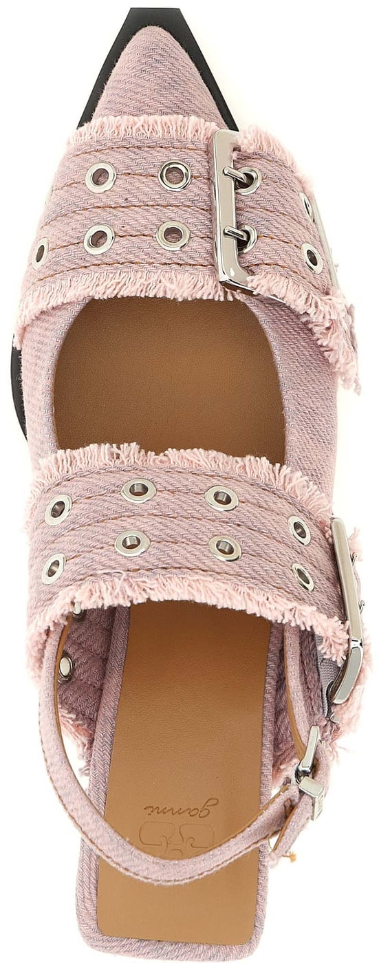 Ganni Multicolor Organic Cotton Mid Heel Pumps