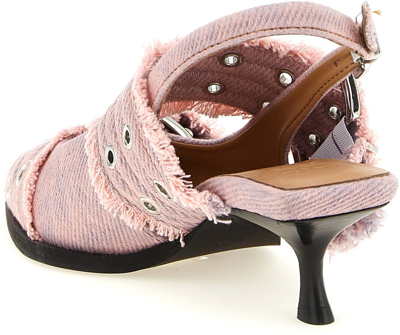 Ganni Multicolor Organic Cotton Mid Heel Pumps