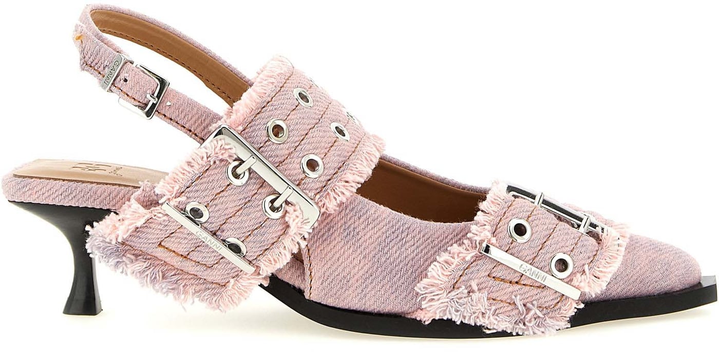 Ganni Multicolor Organic Cotton Mid Heel Pumps