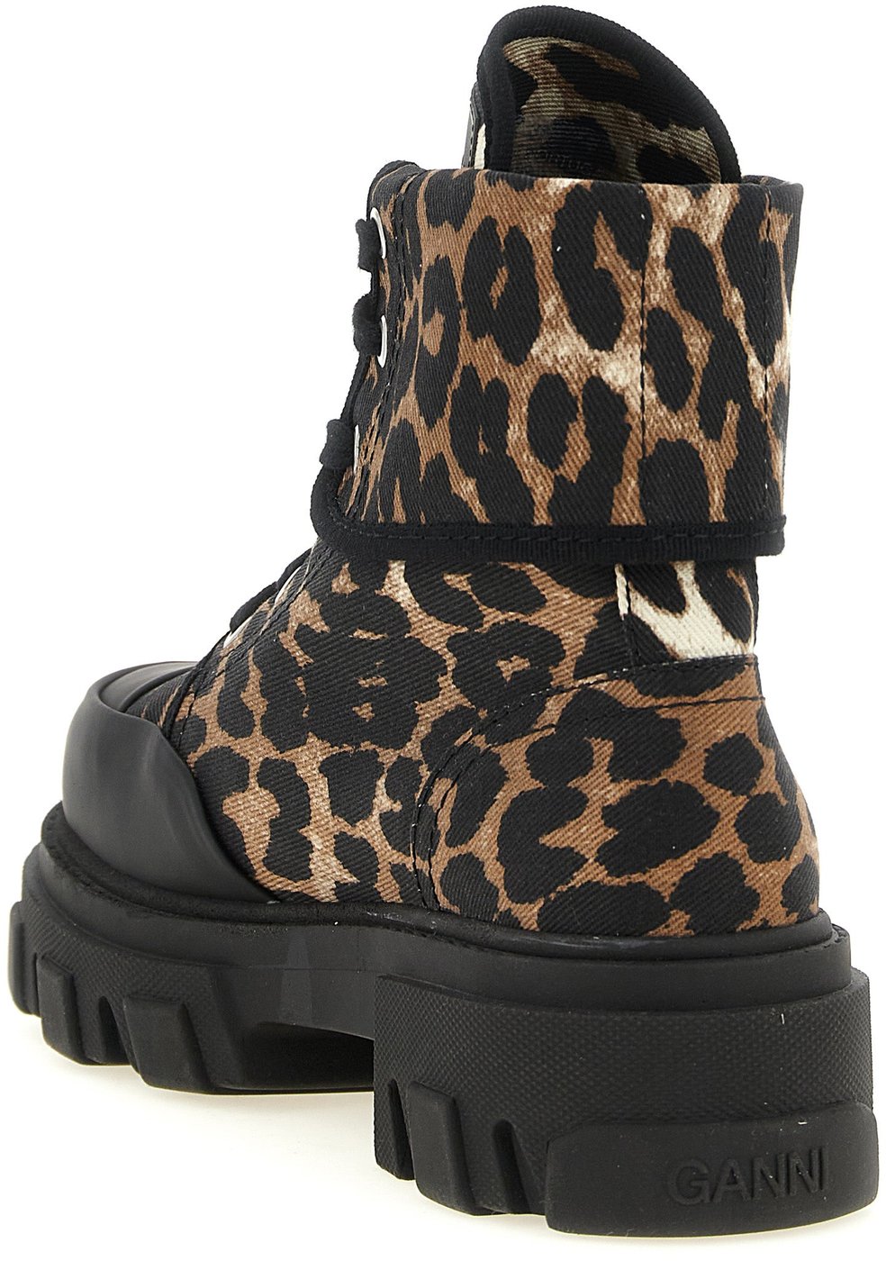Ganni Multicolor Cotton Lace-Up Boots
