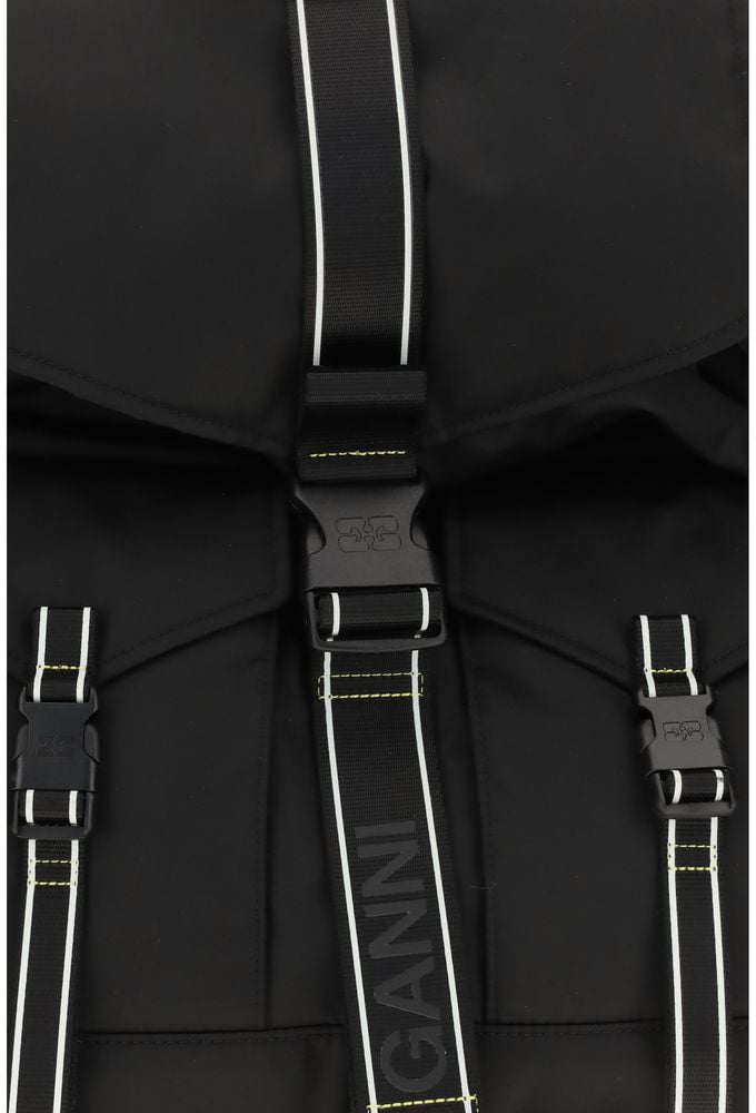 Black Re Tech Sport Flap Hook Recycled Polyamide Backpack