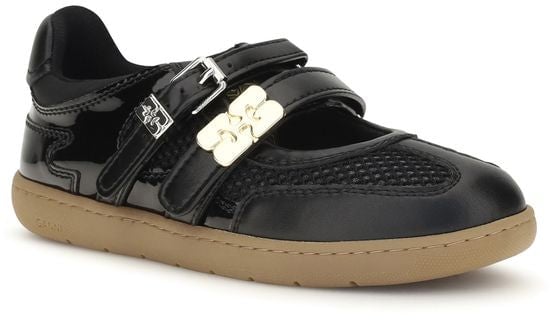 Ganni Black Recycled Leather Ballet Flats
