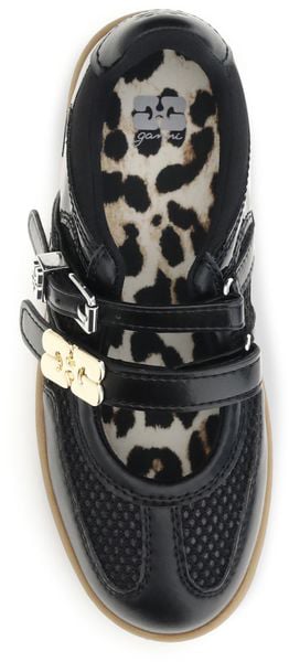 Ganni Black Recycled Leather Ballet Flats