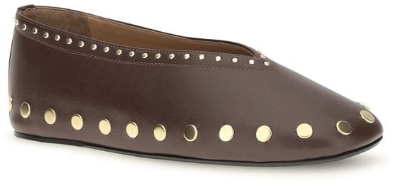 Ganni Brown Recycled Leather Ballet Flats