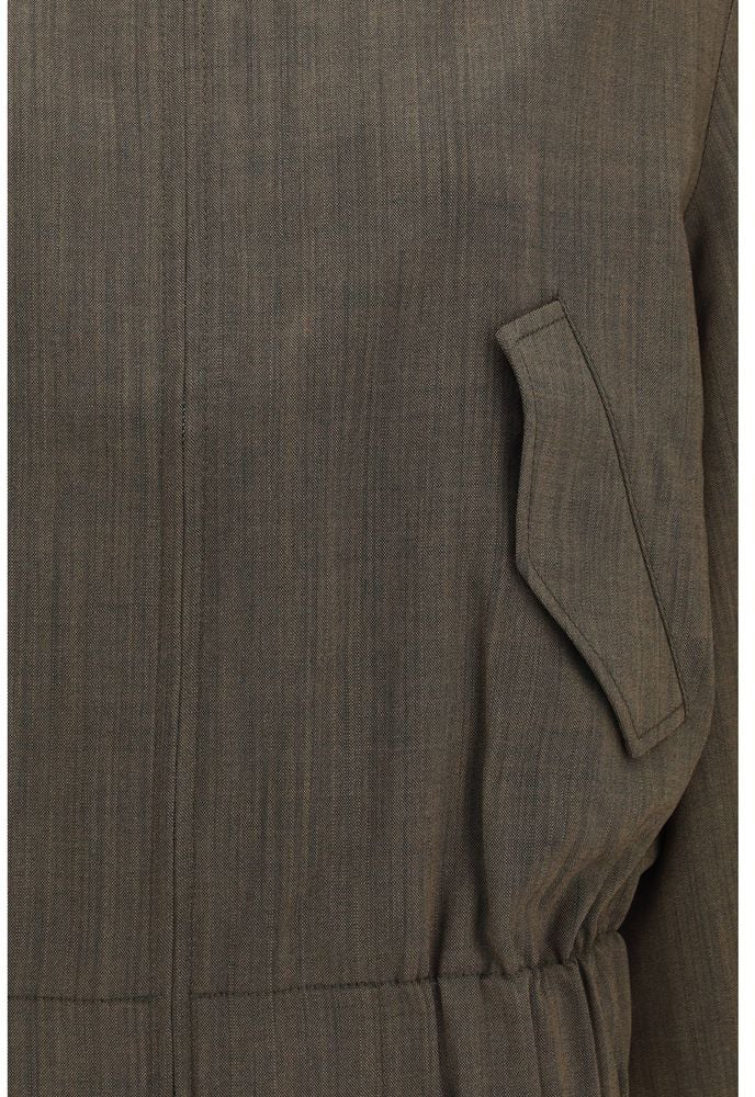 Light Wool Melange Ribbed Collar Bomber Jacket