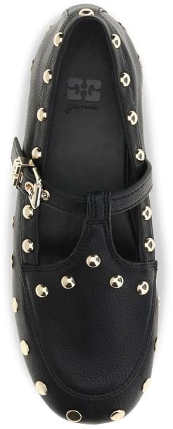 Ganni Black Recycled Polyester Ballet Flats