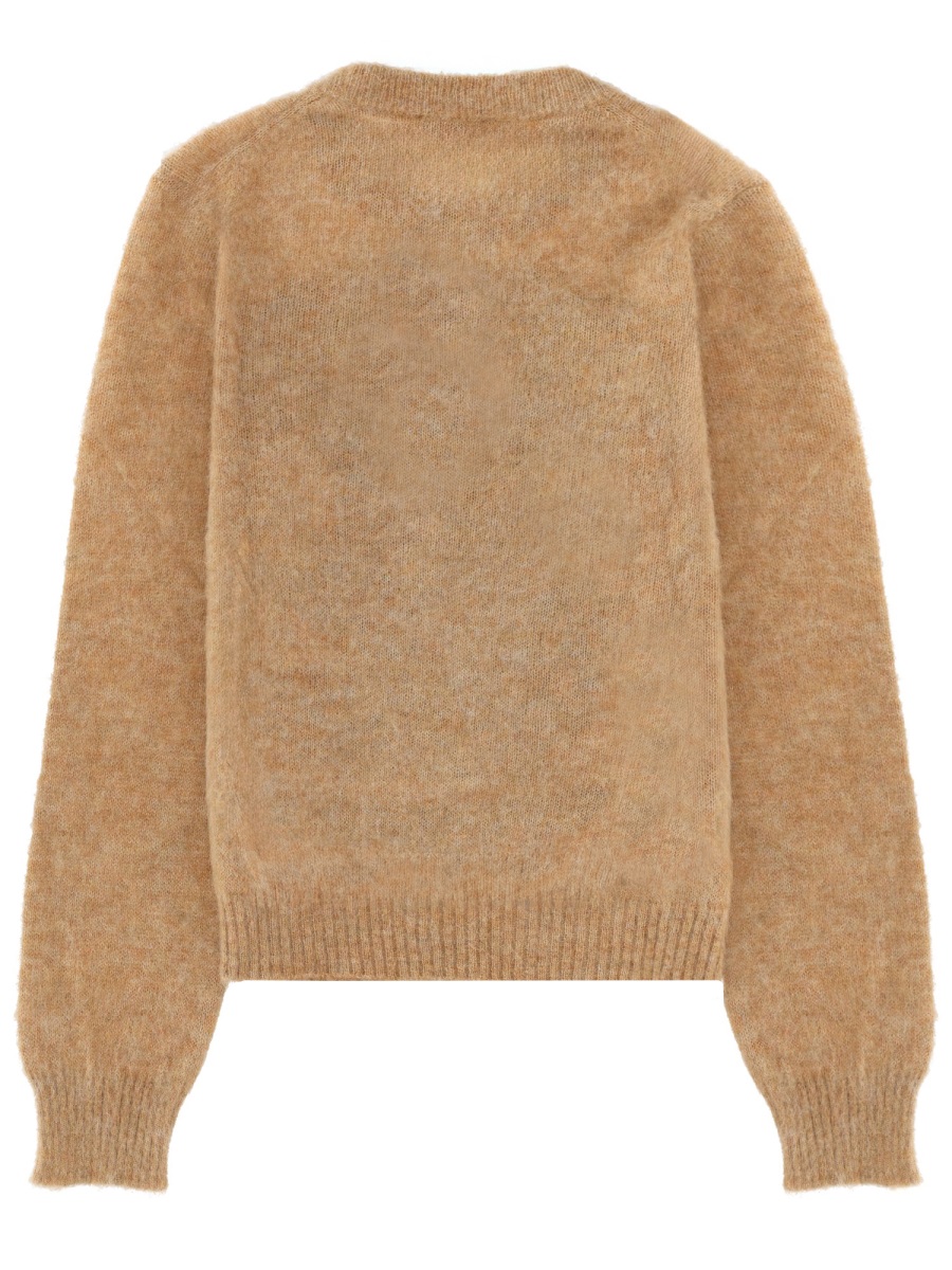Camel Fuzzy Texture Teddy Bear Wool-Blend Sweater