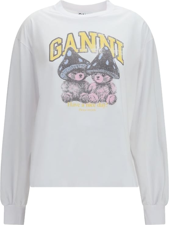 White Playful Cat Graphic Cotton Sweatshirt