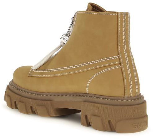 Chunky White Stitching Textured Sole Ankle Boots