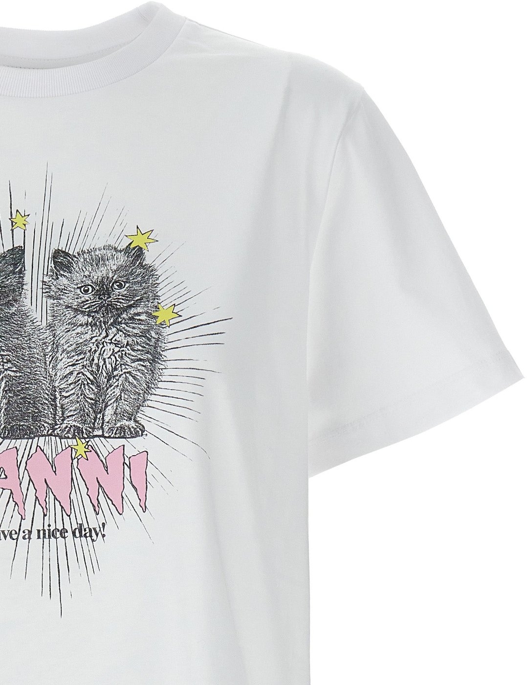 Ganni White Cotton T-Shirt