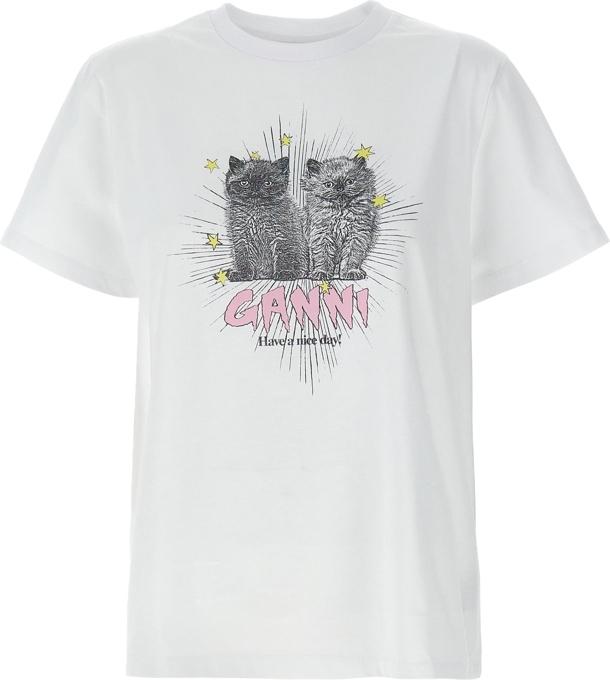 Ganni White Cotton T-Shirt