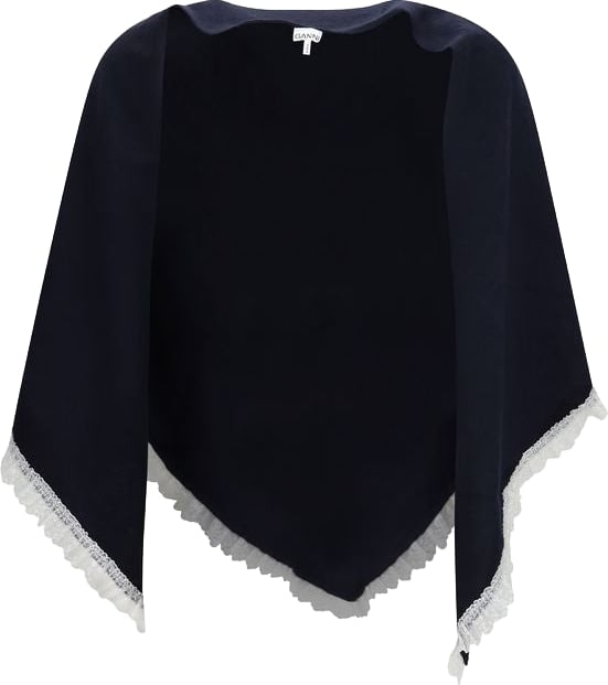 Ganni Black Wool Oves Aries Scarf