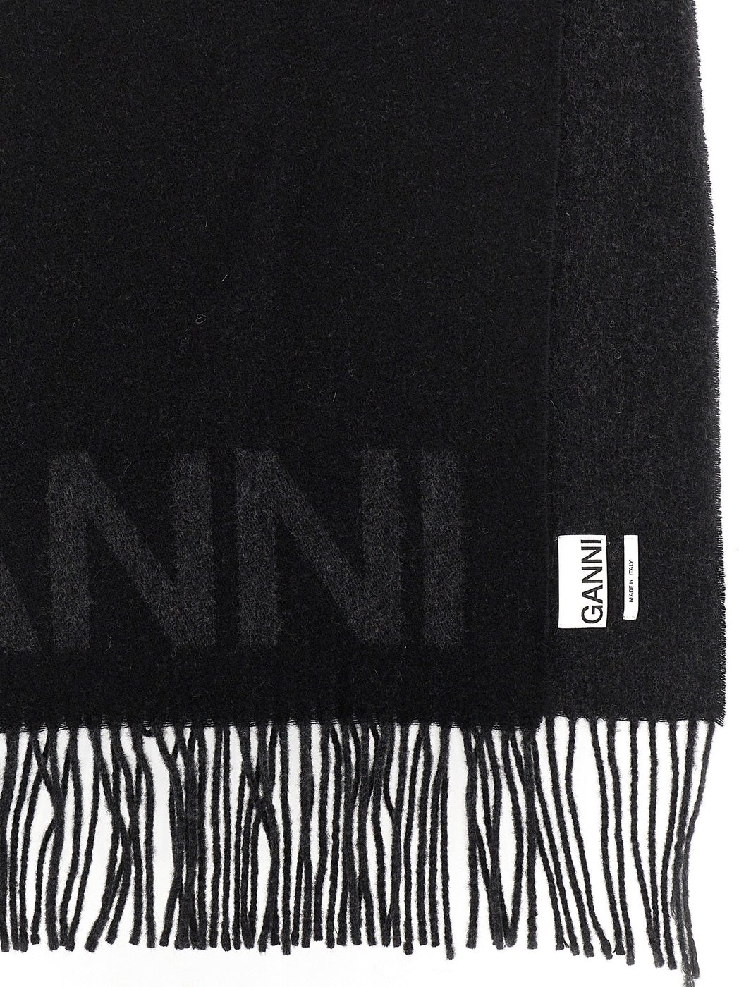 Ganni Black Wool Scarf