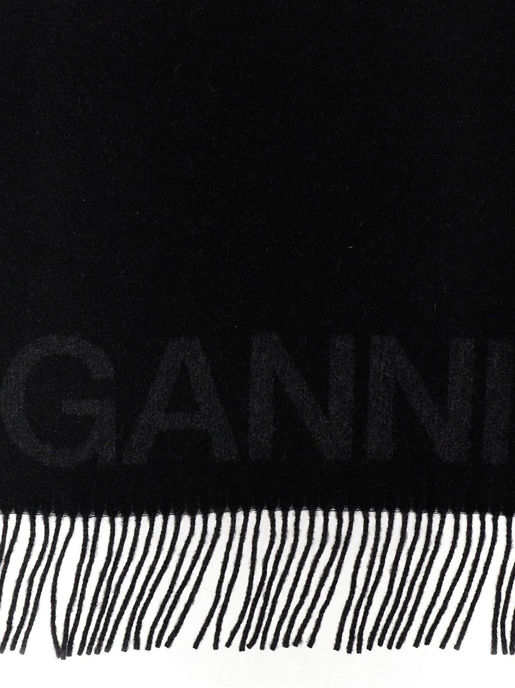 Ganni Black Wool Scarf