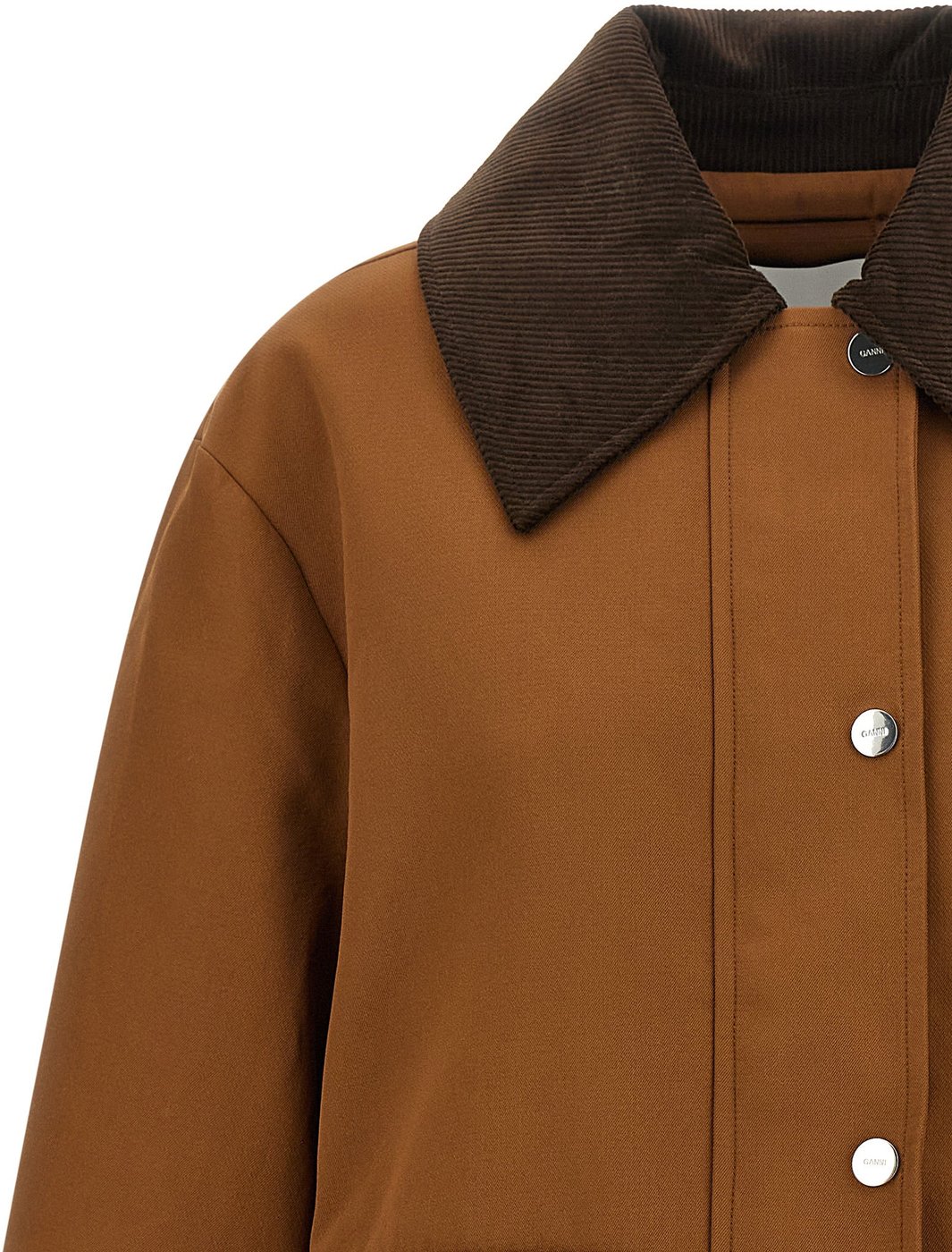 Ganni Brown Recycled Polyester Full-Length Jacket