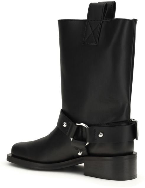 Ganni Black Calf Leather Bos Taurus Flat Boots