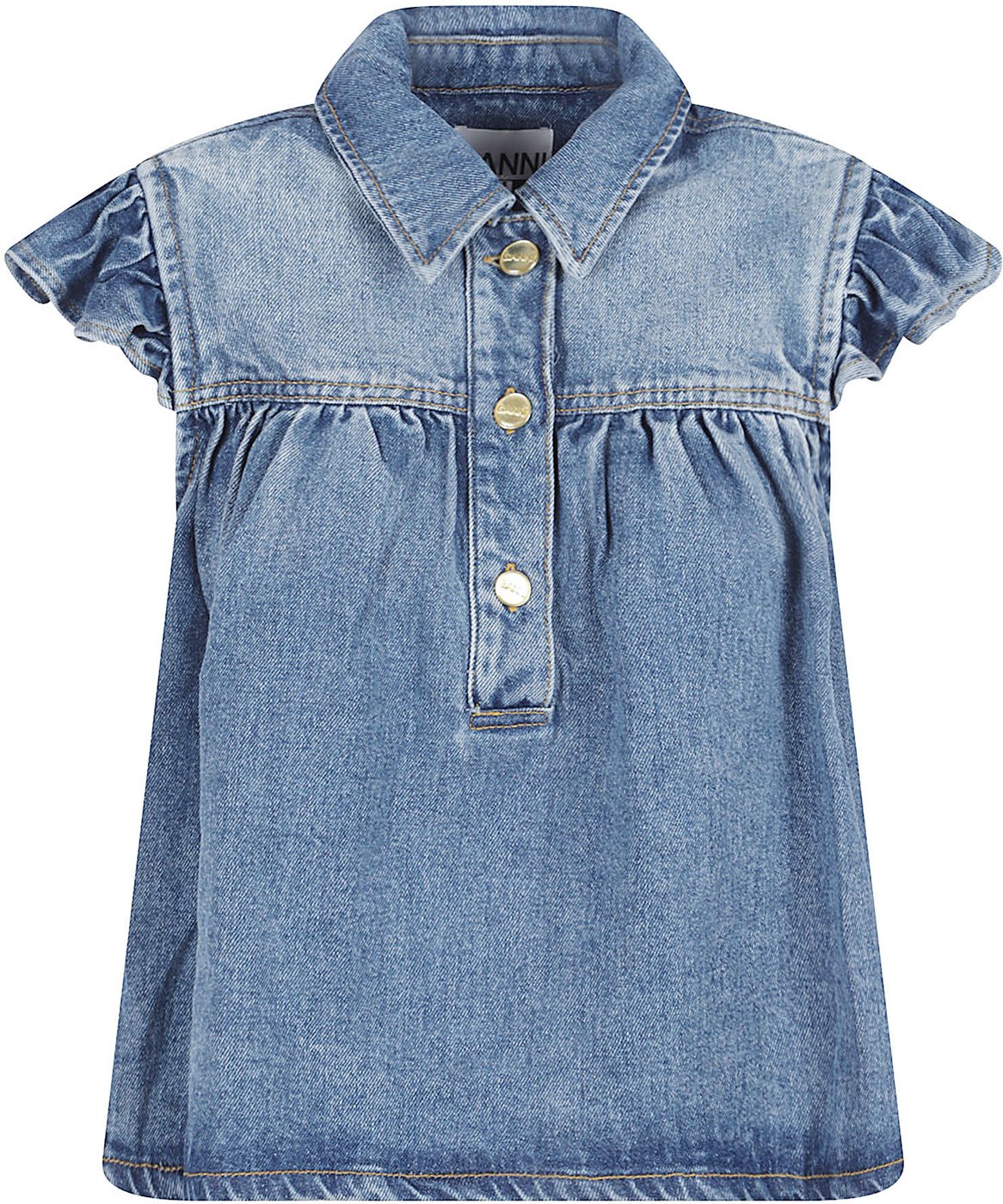 Lyocell Ruffled Cap Sleeves Top