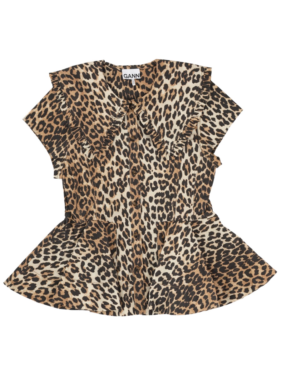 Leopard Organic Cotton Peplum Shirt