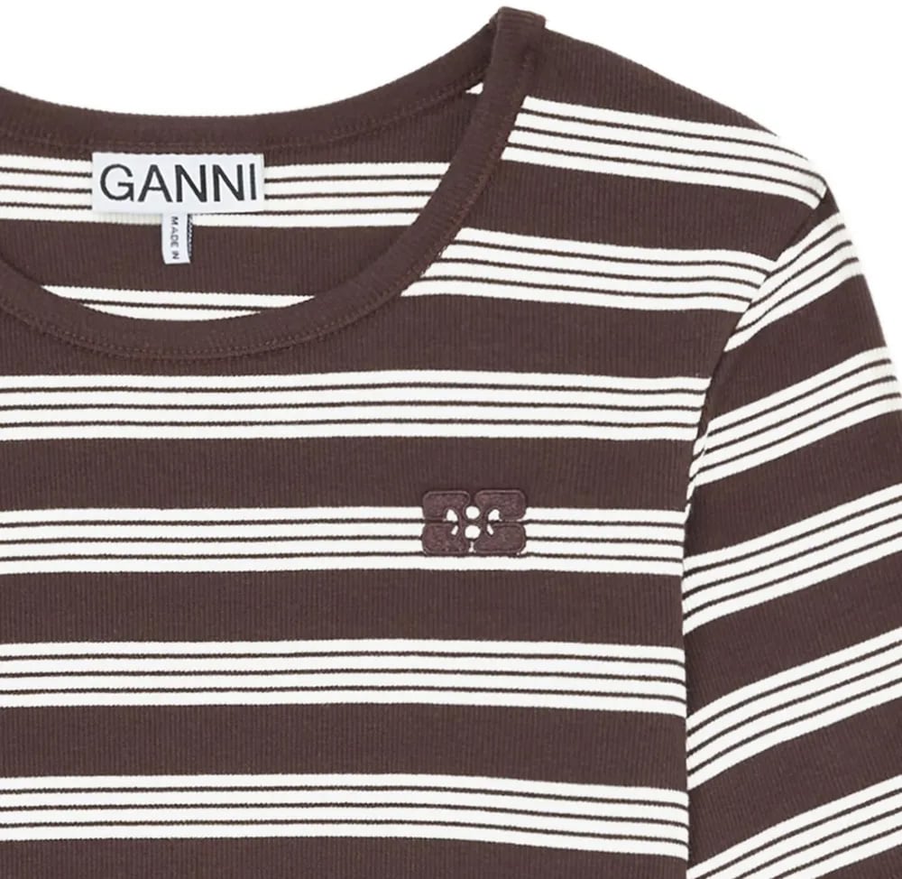 t-shirt streep bruin wit