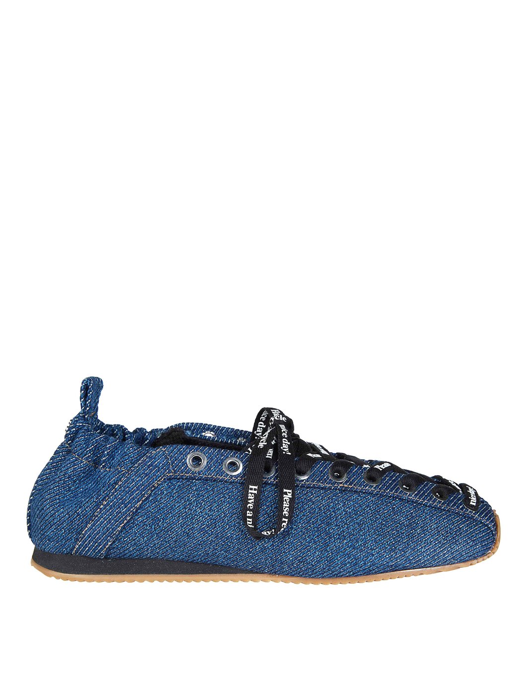 Denim Rounded Toe Lace Up Flats