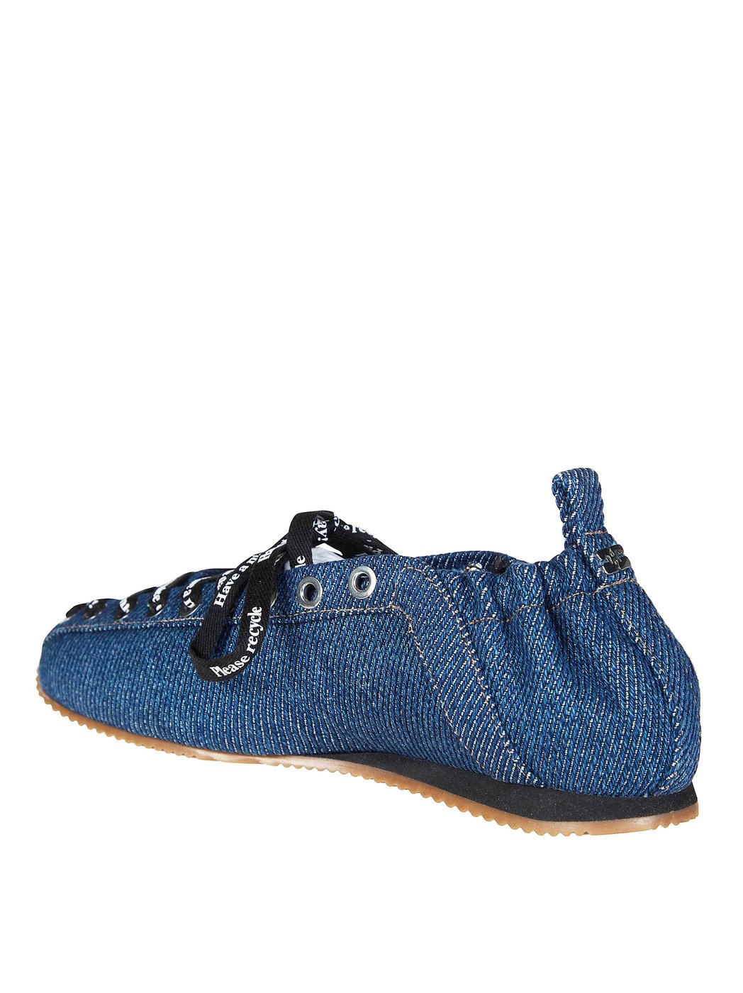 Denim Rounded Toe Lace Up Flats