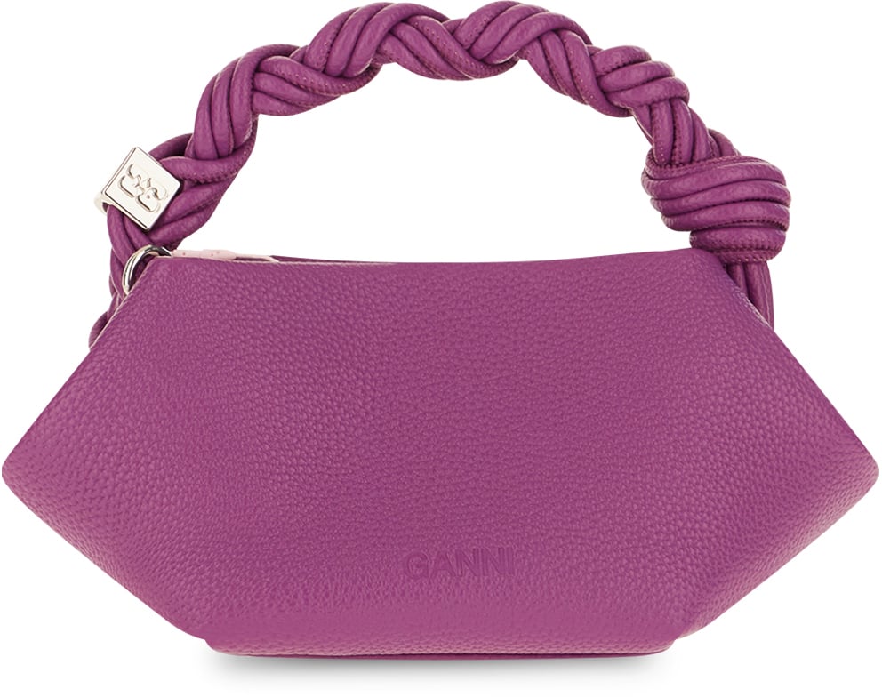 Ganni Purple leather blend Bou mini handle bag