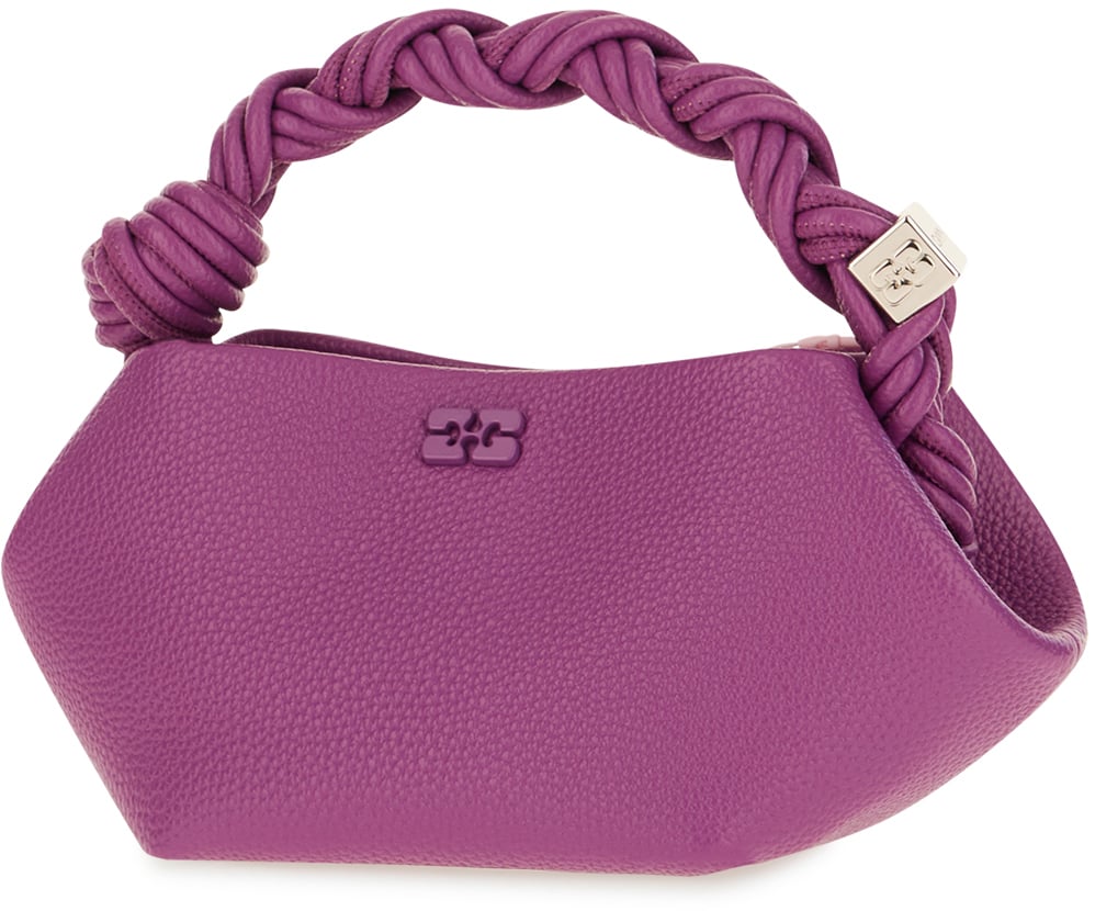 Ganni Purple leather blend Bou mini handle bag
