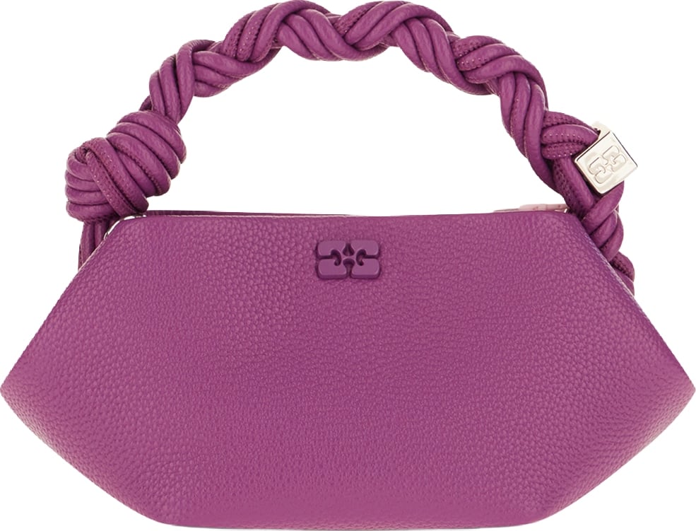 Ganni Purple leather blend Bou mini handle bag
