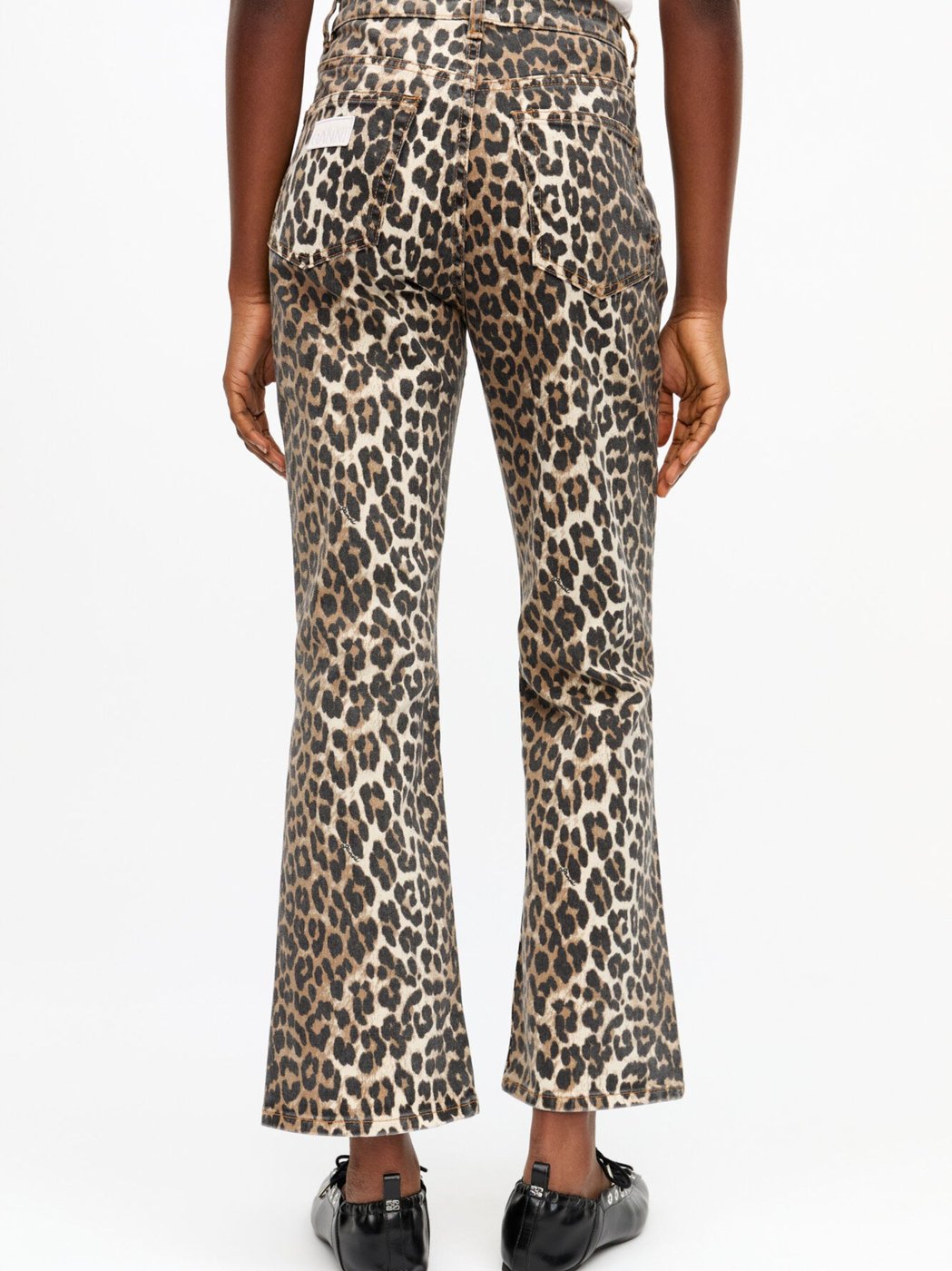 Animal Print Mid-Rise Flared Organic Cotton Jeans