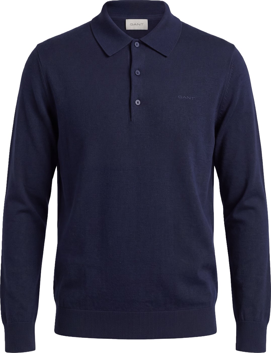 Long sleeve polo in wool